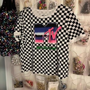 MTV Checkered Women's Short Sleeve Tee